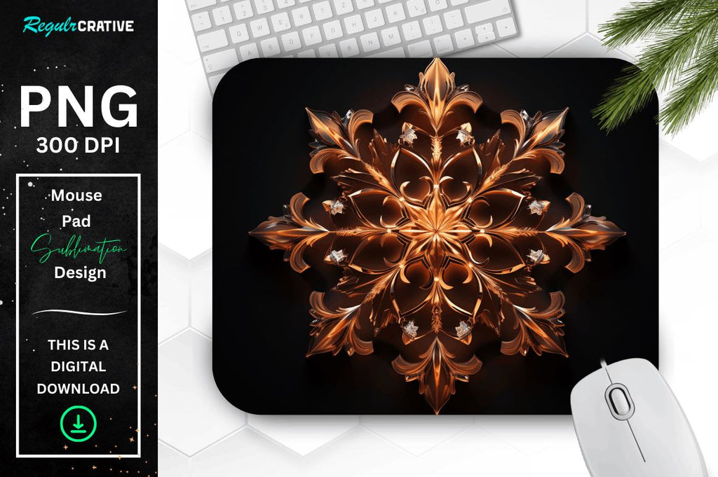 Computer Mouse Snowflake Neon Glowing Snowflake Mouse Pad - So Fontsy