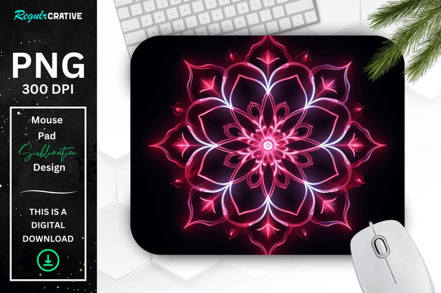 Neon Glowing Snowflake Mouse Pad Sublimation Regulrcrative 