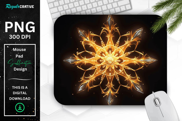 Neon Glowing Snowflake Mouse Pad Sublimation Regulrcrative 