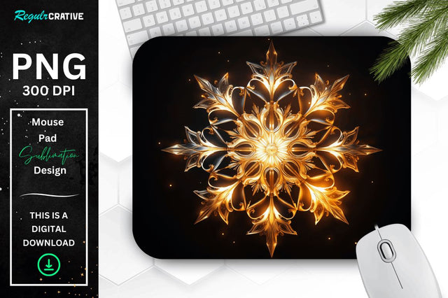 Neon Glowing Snowflake Mouse Pad Sublimation Regulrcrative 