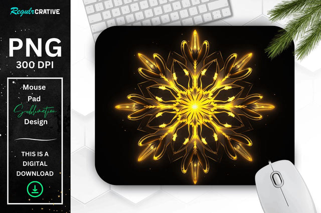 Neon Glowing Snowflake Mouse Pad Sublimation Regulrcrative 