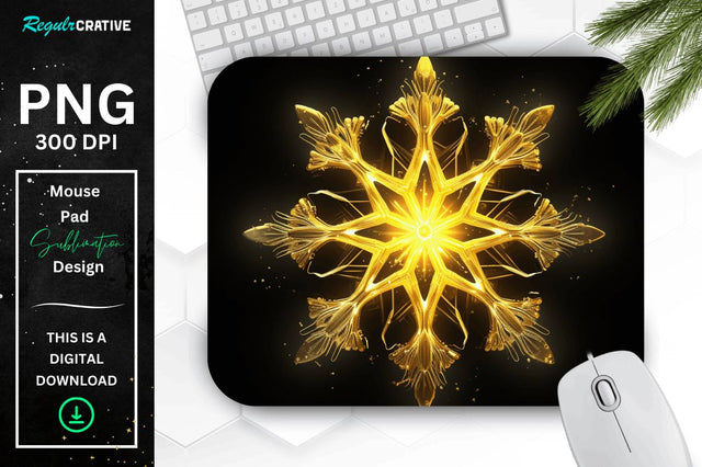 Neon Glowing Snowflake Mouse Pad Sublimation Regulrcrative 