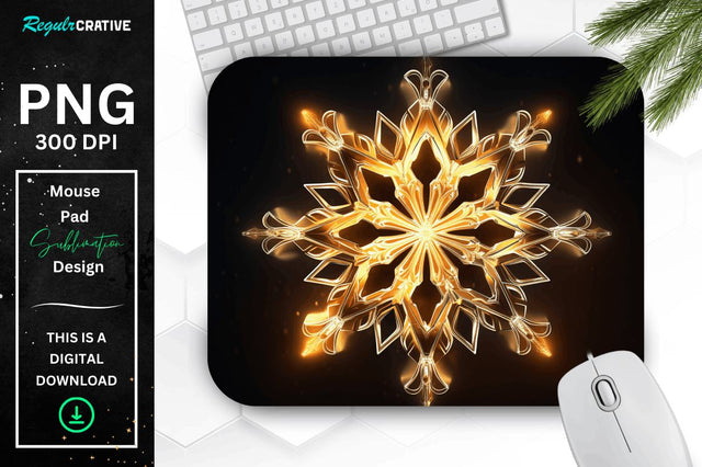 Neon Glowing Snowflake Mouse Pad Sublimation Regulrcrative 