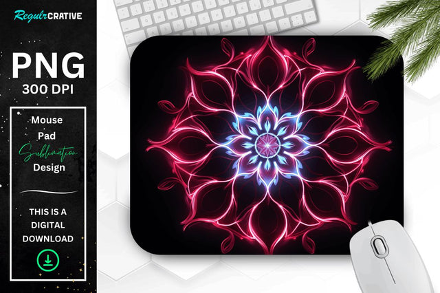 Neon Glowing Snowflake Mouse Pad Sublimation Regulrcrative 