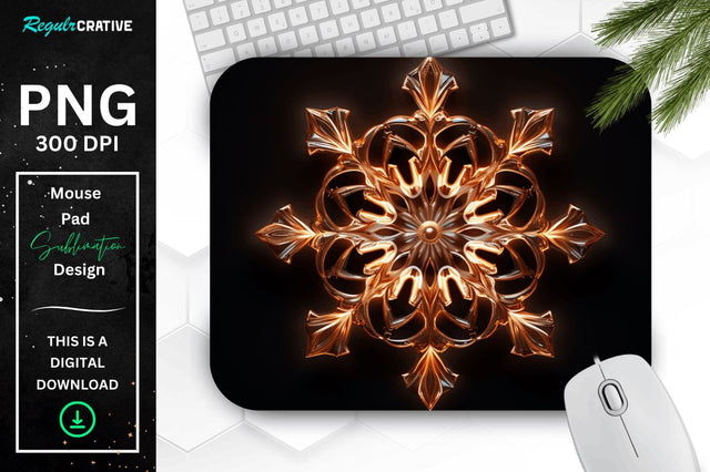 Neon Glowing Snowflake Mouse Pad Sublimation Regulrcrative 