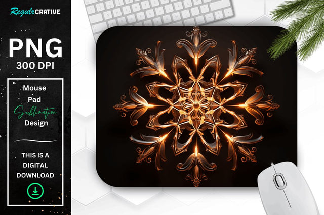 Neon Glowing Snowflake Mouse Pad Sublimation Regulrcrative 