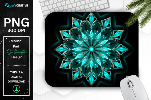 Neon Glowing Snowflake Mouse Pad Sublimation Regulrcrative 