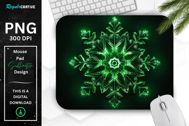 Neon Glowing Snowflake Mouse Pad Sublimation Regulrcrative 