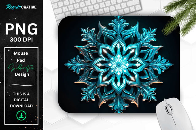Neon Glowing Snowflake Mouse Pad Sublimation Regulrcrative 