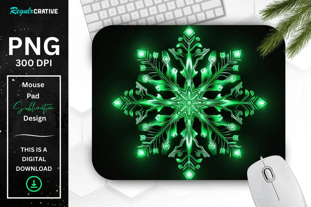 Neon Glowing Snowflake Mouse Pad Sublimation Regulrcrative 