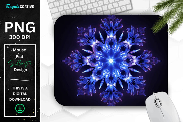 Neon Glowing Snowflake Mouse Pad Sublimation Regulrcrative 