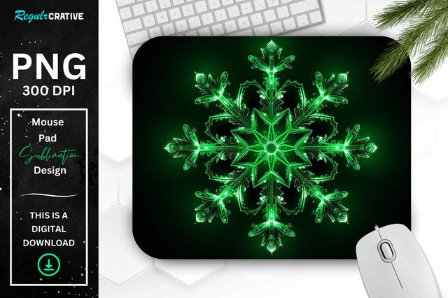 Neon Glowing Snowflake Mouse Pad Sublimation Regulrcrative 