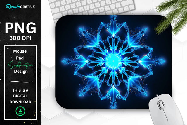 Neon Glowing Snowflake Mouse Pad Sublimation Regulrcrative 