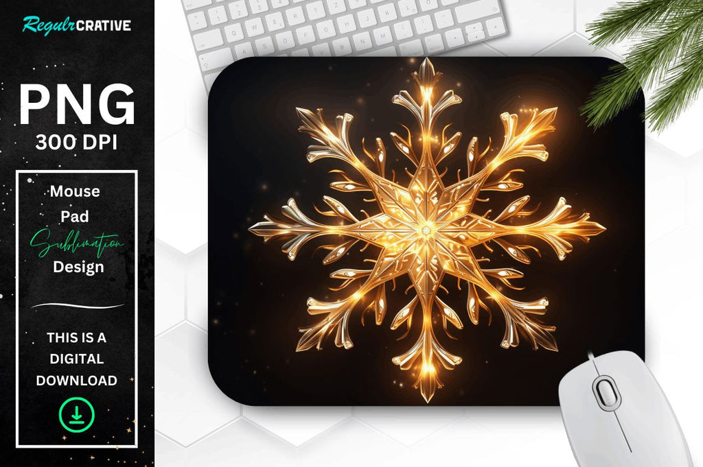 Computer Mouse Snowflake Neon Glowing Snowflake Mouse Pad - So Fontsy