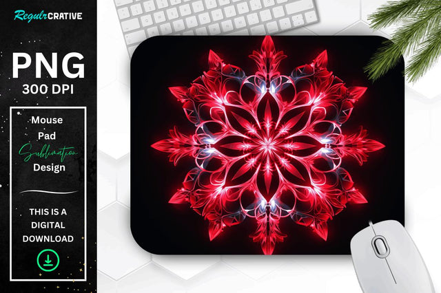 Neon Glowing Snowflake Mouse Pad Sublimation Regulrcrative 