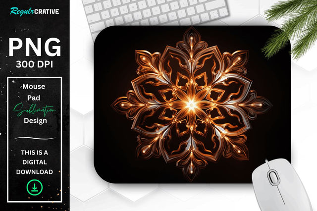 Neon Glowing Snowflake Mouse Pad Sublimation Regulrcrative 