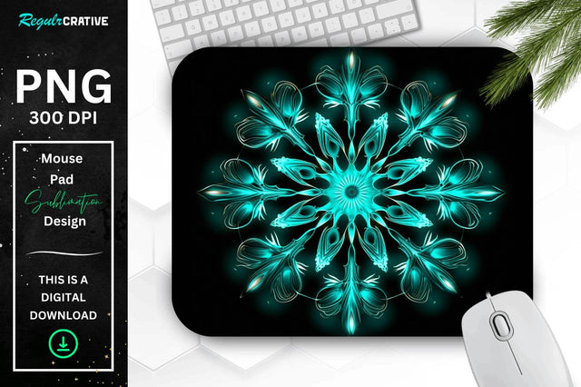 Neon Glowing Snowflake Mouse Pad Sublimation Regulrcrative 