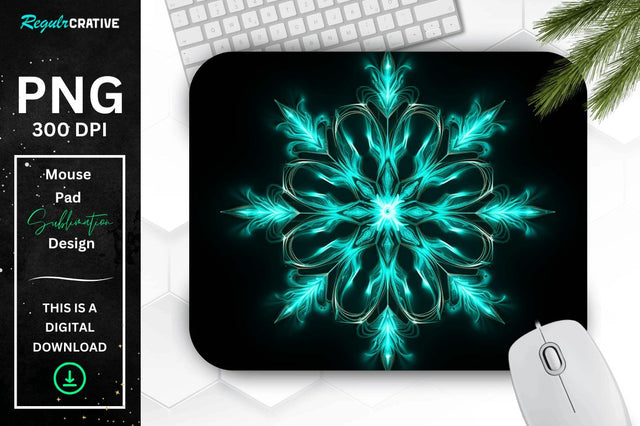 Neon Glowing Snowflake Mouse Pad Sublimation Regulrcrative 