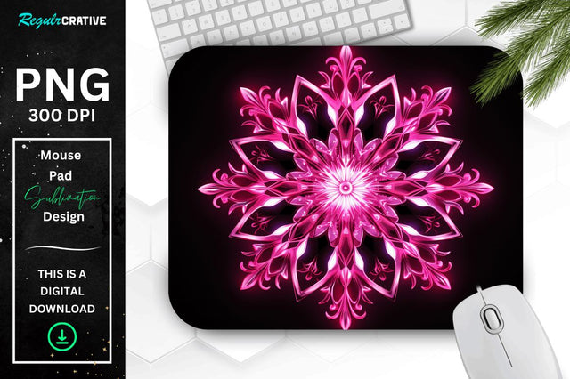 Neon Glowing Snowflake Mouse Pad Sublimation Regulrcrative 