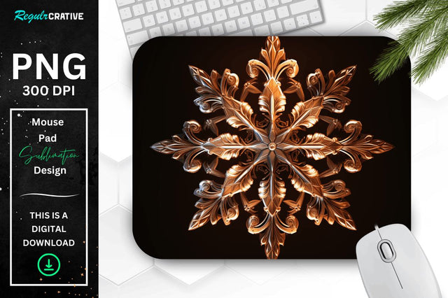 Neon Glowing Snowflake Mouse Pad Sublimation Regulrcrative 