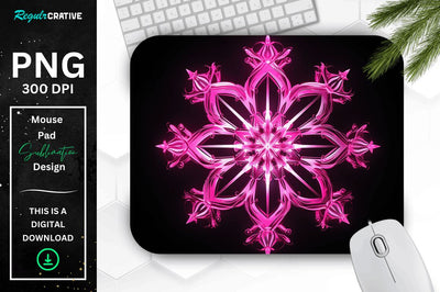 Neon Glowing Snowflake Mouse Pad Sublimation Regulrcrative 