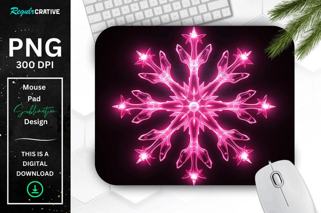 Neon Glowing Snowflake Mouse Pad Sublimation Regulrcrative 