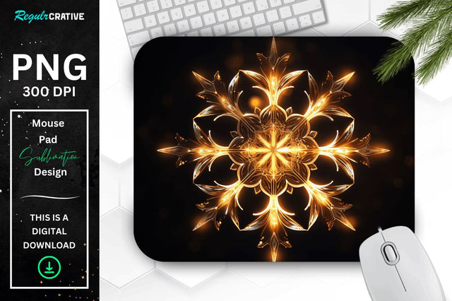 Neon Glowing Snowflake Mouse Pad Sublimation Regulrcrative 