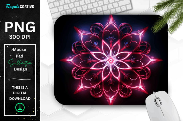 Neon Glowing Snowflake Mouse Pad Sublimation Regulrcrative 