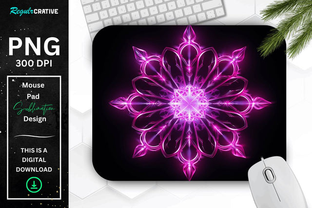 Neon Glowing Snowflake Mouse Pad Sublimation Regulrcrative 
