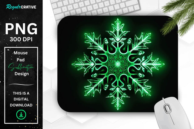 Neon Glowing Snowflake Mouse Pad Sublimation Regulrcrative 