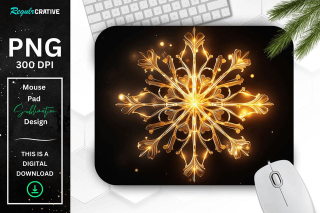 Neon Glowing Snowflake Mouse Pad Sublimation Regulrcrative 