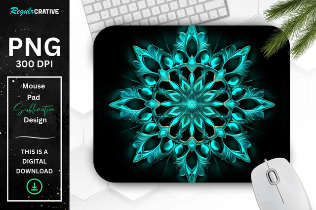 Neon Glowing Snowflake Mouse Pad Sublimation Regulrcrative 