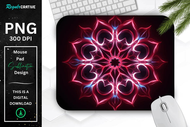 Neon Glowing Snowflake Mouse Pad Sublimation Regulrcrative 