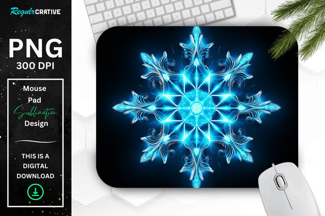 Neon Glowing Snowflake Mouse Pad Sublimation Regulrcrative 