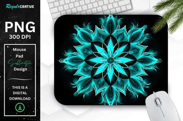 Neon Glowing Snowflake Mouse Pad Sublimation Regulrcrative 