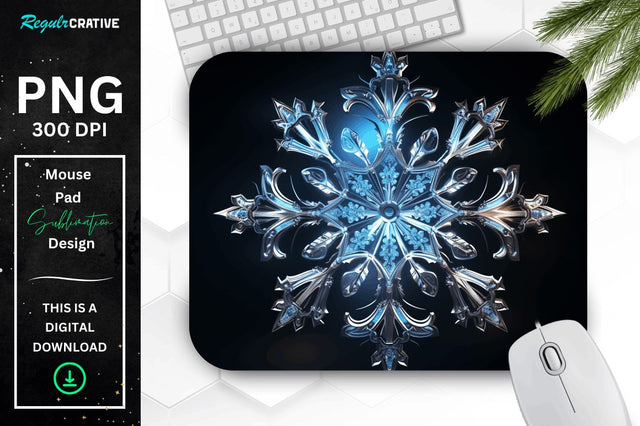 Neon Glowing Snowflake Mouse Pad Sublimation Regulrcrative 