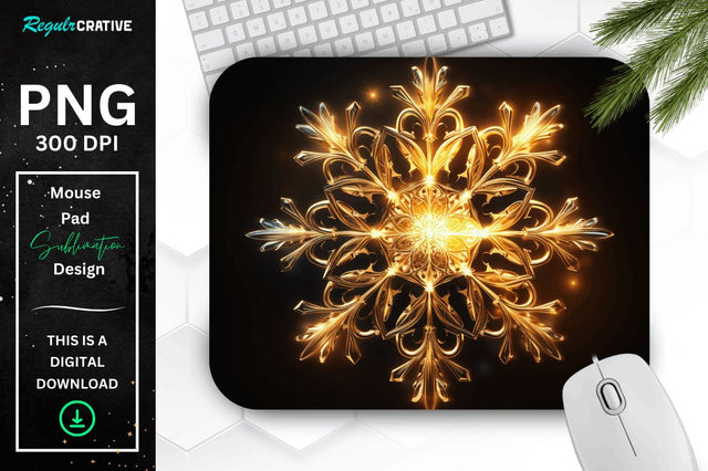 Neon Glowing Snowflake Mouse Pad Sublimation Regulrcrative 