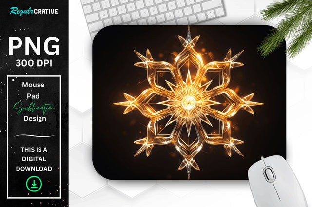 Neon Glowing Snowflake Mouse Pad Sublimation Regulrcrative 