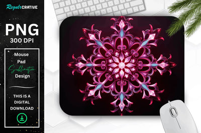 Neon Glowing Snowflake Mouse Pad Sublimation Regulrcrative 