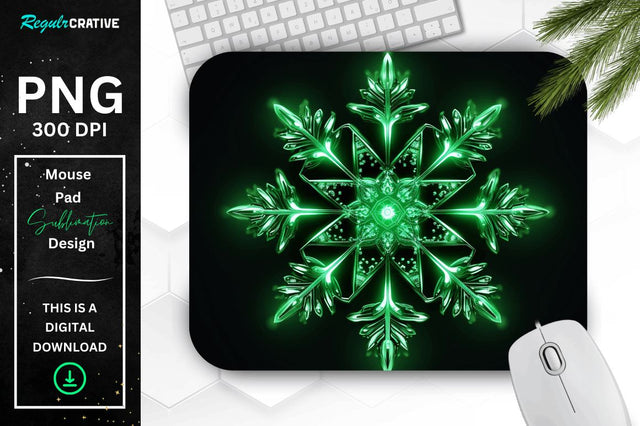 Neon Glowing Snowflake Mouse Pad Sublimation Regulrcrative 