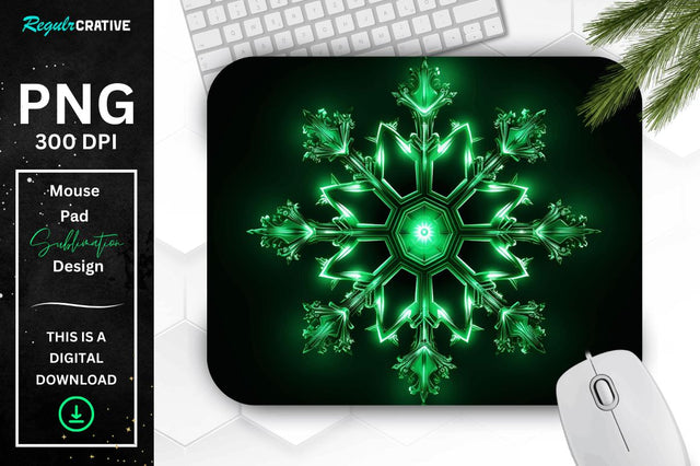 Neon Glowing Snowflake Mouse Pad Sublimation Regulrcrative 