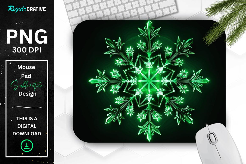 Neon Glowing Snowflake Mouse Pad - So Fontsy