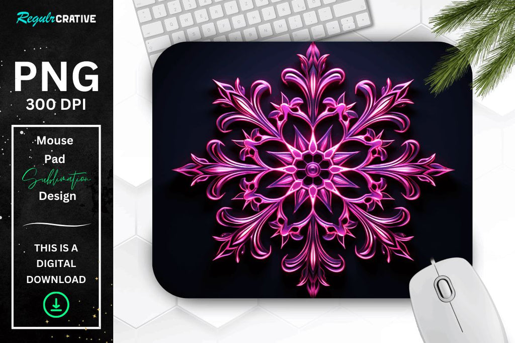 Neon Glowing Snowflake Mouse Pad - So Fontsy