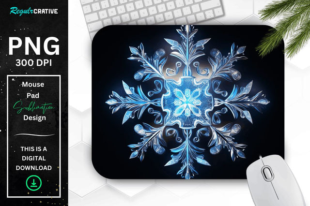Neon Glowing Snowflake Mouse Pad Sublimation Regulrcrative 