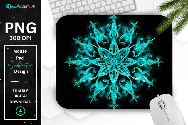 Neon Glowing Snowflake Mouse Pad Sublimation Regulrcrative 