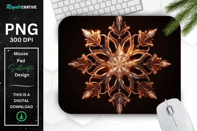 Neon Glowing Snowflake Mouse Pad Sublimation Regulrcrative 