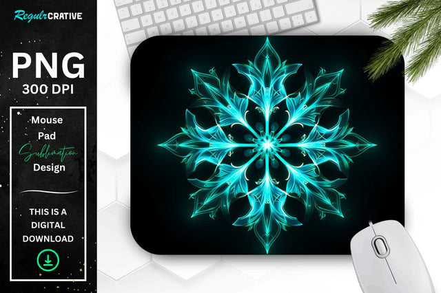 Neon Glowing Snowflake Mouse Pad Sublimation Regulrcrative 