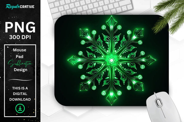 Neon Glowing Snowflake Mouse Pad Sublimation Regulrcrative 