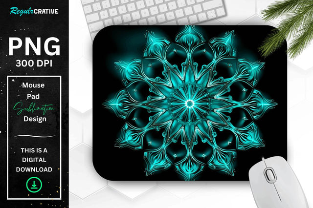 Neon Glowing Snowflake Mouse Pad Sublimation Regulrcrative 