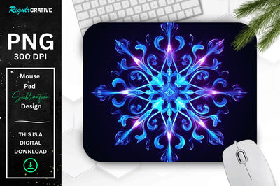 Neon Glowing Snowflake Mouse Pad Sublimation Regulrcrative 